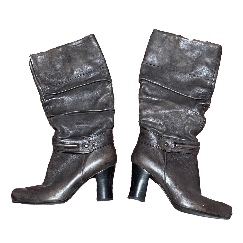 Biviel Brown Leather Slouchy Heeled Boots Size 6.5 / 37
